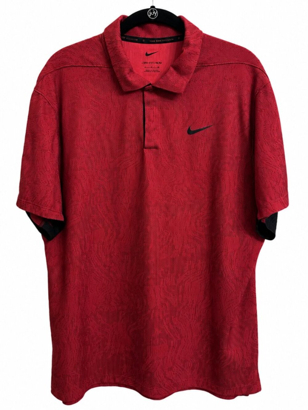 Nike EUC Red Jacquard Tiger Woods Collection Performance Polo